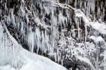 View Of Skogafoss Waterfall In Winter Stock Photo