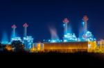 Power Plant At Night Stock Photo