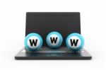 World Wide Web Ball On Laptop Stock Photo