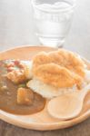 Curry Rice With Fried Pork Stock Photo