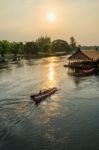 Kwai Yai River At Sunset Stock Photo