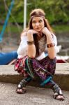 Portrait Of Young Hippie Girl Stock Photo