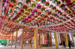 Seoul, South Korea - May 9 : Bongeunsa Temple With Hanging Lanterns For Celebrating The Buddha's Birthday On May. Photo Taken On May 9,2015 In Seoul,south Korea Stock Photo