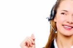 Businesswoman With Headset Stock Photo