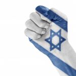 Israel Flag On Hand. Stock Photo