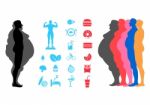 Fat Body, Weight Loss, Overweight Silhouette Illustration Stock Photo