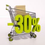 Shopping Cart And Percentage Sign, 30 Percent Stock Photo