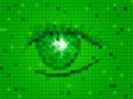 Green Eye Represents Backdrop Design And Eyesight Stock Photo