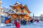 Jeonju, South Korea - Jan 24: Jeonju Traditional Korean Village,traditional Korean Style Architecture And Tourists In Jeonju Traditional Korean Village On Jan 24, 2016 In Jeonju, South Korea Stock Photo