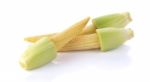 Baby Corn On A White Background Stock Photo