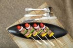 Barbecue Skewers Colorful Kabobs Stock Photo