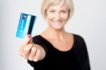 Woman Displaying Her Credit Card Stock Photo