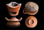 Clay Pot On A Black Background Stock Photo