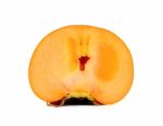 Half Of Persimmon Isolated Stock Photo