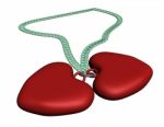 Two Red Hearts Necklace Stock Photo