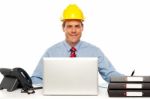 Architect Wearing Safety Helmet Stock Photo