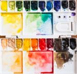 Paintbrush And Paint Palette Stock Photo