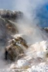 View Of Mammoth Hot Springs Stock Photo