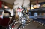 Riley Adelphi 1938 Emblem  In The Motor Museum At Bourton-on-the Stock Photo