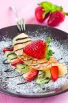 Pancake With Fruits Stock Photo