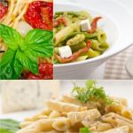 Collection Of Different Type Of Italian Pasta Collage Stock Photo