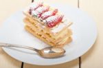 Napoleon Strawberry Cake Dessert Stock Photo