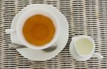 Cup Of Tea With Little Milk Jar Stock Photo