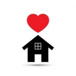  Love Heart House Illustration Stock Photo