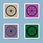 Bicycle Wheel Icon Set Stock Photo