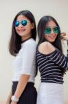 Two Asia Thai Teen Best Friends Girls Smile And Funny Stock Photo