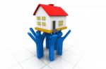 3d People Lifting House Stock Photo