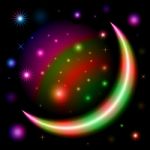 Abstract Colorful Moon Shape Space Design  Illustration Te Stock Photo