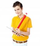 SchoolBoy Writing On Notebook Stock Photo