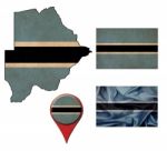 Grunge Botswana Flag, Map And Map Pointers Stock Photo