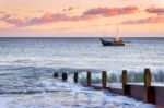 Selsey Bill, West Sussex/uk - January 1 : Fising Boat Moored Off Stock Photo