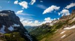 Landscape View In Glacier National Park At Logan Pass Stock Photo