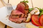 Beef Filet Mignon Grilled With Vegetables Stock Photo