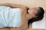 Young Woman In Relaxation Pose Stock Photo