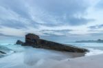 Sunset On The Beaches And Coasts Of Galicia, Spain Stock Photo