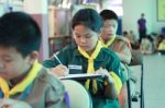 Activity Of Teaching Elementary Students. Elementary Students Are Test Lesson. The Students Intend Exam Stock Photo