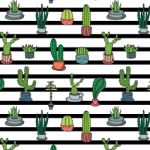 Hand Drawn Tropical Cactus Pattern Background Stock Photo