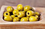 Green Pitted Marinated Olives Stock Photo