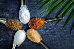 Food Ingredients And Condiment On Table Stock Photo