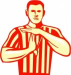 Basketball Referee Technical Foul Retro Stock Photo