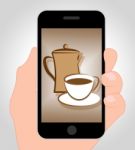 Coffee Online On Mobile Phone 3d Illustration Stock Photo