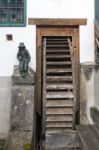 Wooden Waterwheel In Krumlov Stock Photo