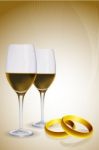 Wine Glass With Gold Stock Photo