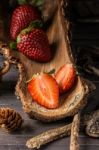 Rustic Strawberries Stock Photo