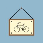 Bicycle Hanging Sign Board Stock Photo