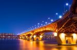 Seongsu Bridge At Night In Seoul,korea Stock Photo